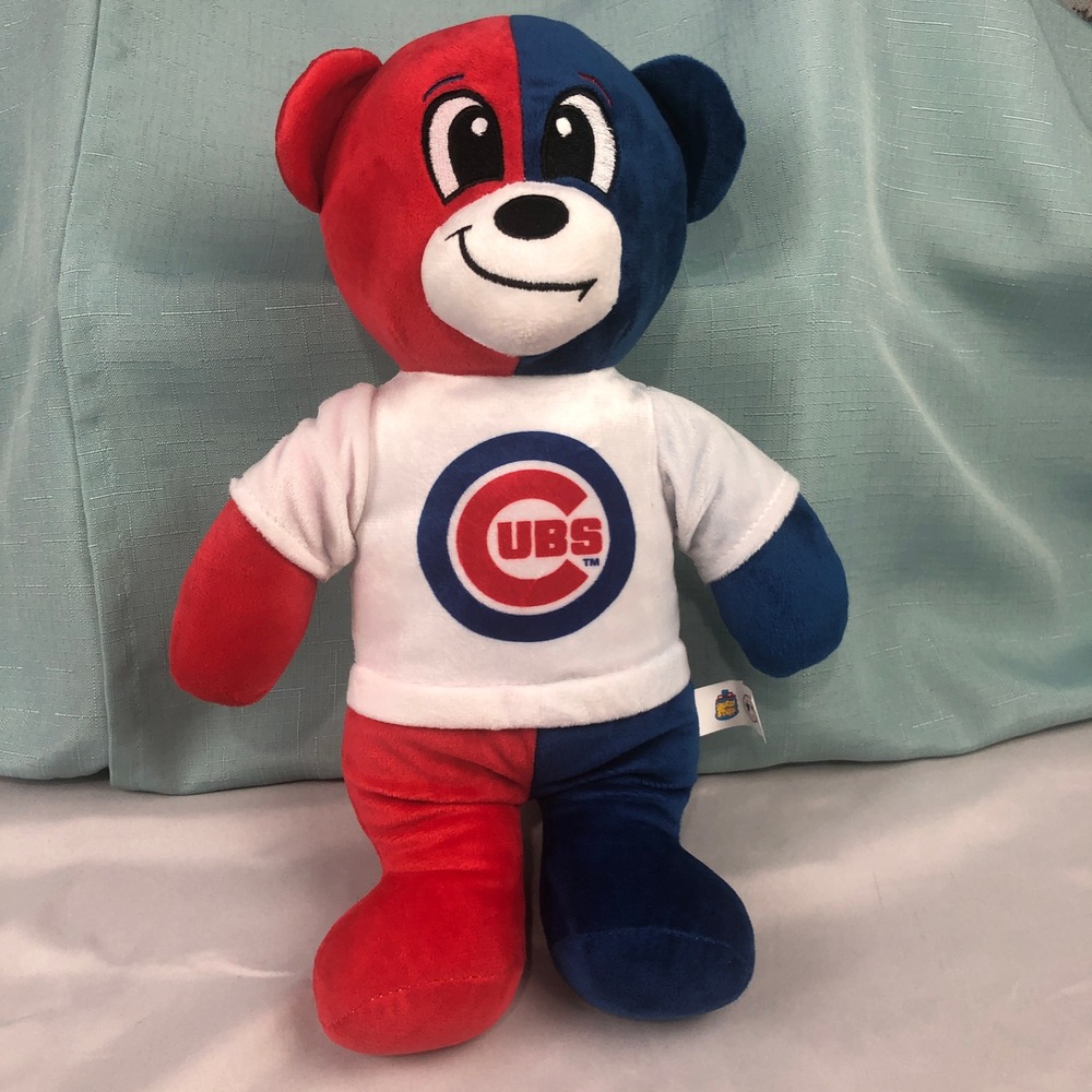 MLB Chicago Cubs Plush Bear Red Blue Split Color Stuffed Animal Good Stuff 15"
